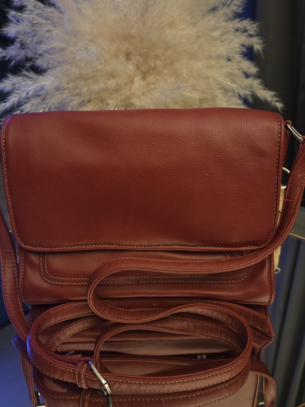Vintage Liz Claiborne Oxblood Red Leather Organizer Crossbody Bag
